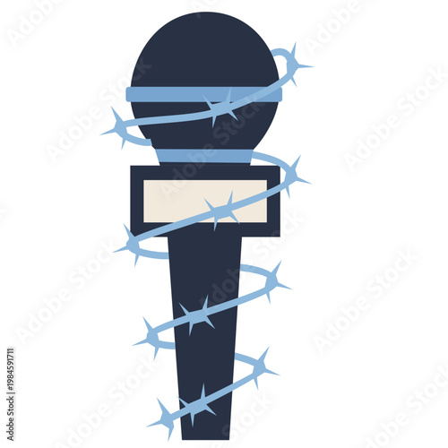 Microphone Wrapped in Barbed Wire, World Press Freedom Day Illustration