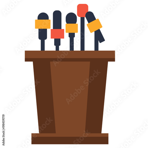Podium with Microphones for Speech, World Press Freedom Day Illustration