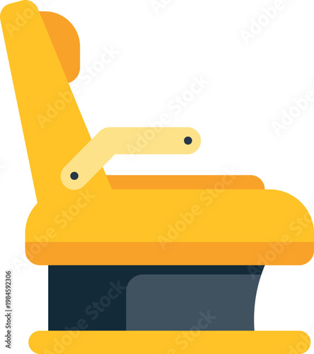 Bright yellow airline seat illustration showing comfort and travel concept on white background