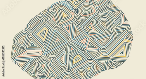 abstract geometric pattern texture with blue and orange triangles on beige background