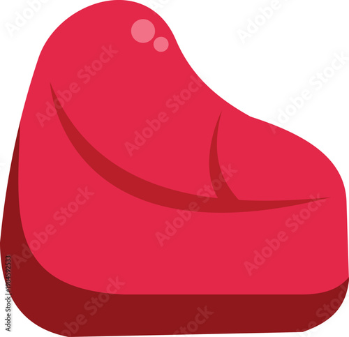 Contemporary red bean bag chair illustration showing soft, cozy, and casual seating design