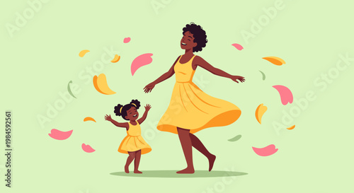 A woman and a little girl dancing together.