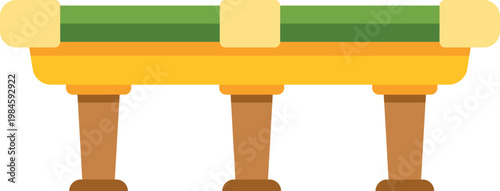 Simple flat style illustration of a billiard table with green surface and wooden legs
