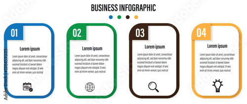 Infographic frame with 4 steps or options. Presentation business infographic template vector.