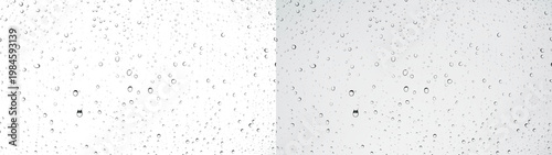 Foto Water drops rainy glass window overlay with misty condensation on PNG transparen