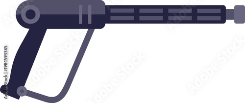 Flat vector illustration of a dark pressure washer spray gun used for industrial cleaning tasks
