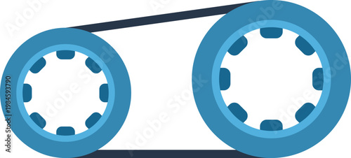 Simplified illustration of a mechanical belt and pulley system showing motion transmission