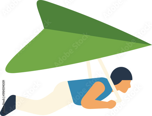 Person hang gliding through the air enjoying an outdoor thrill sport