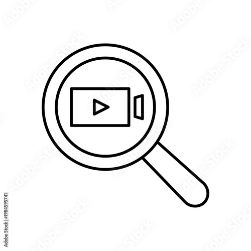 虫眼鏡とビデオカメラのマークを用いて、動画検索を表現したアイコン