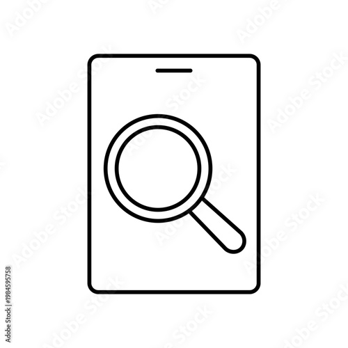 虫眼鏡とスマホのマークを用いて、スマホ検索を表現したアイコン