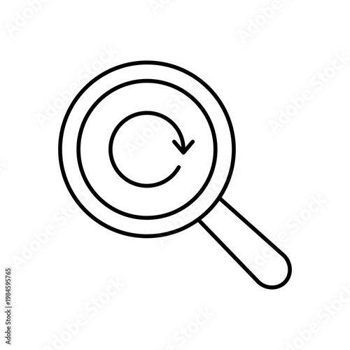 虫眼鏡とリロードのマークを用いて、再検索を表現したアイコン