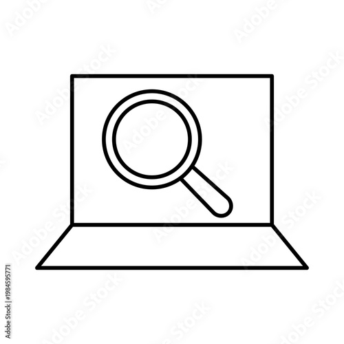 虫眼鏡とノートパソコンのマークを用いて、ウェブ検索を表現したアイコン