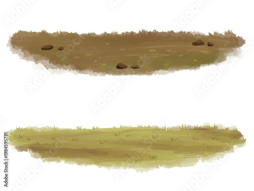 Earthy brown soil and grass ground texture, perfect for game environment assets and layouts
