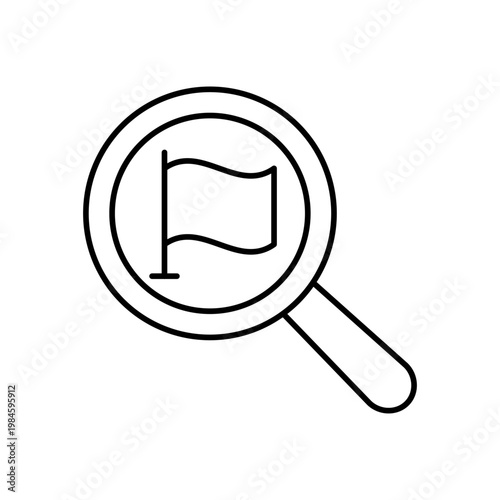 虫眼鏡と旗のマークを用いて、目的地検索を表現したアイコン