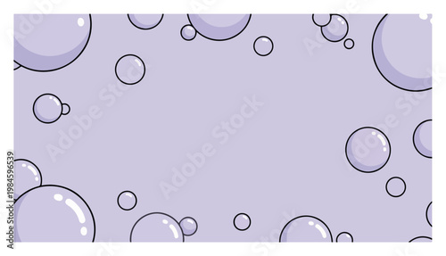 Floating Soap Bubbles on Purple Background, Clean Hygiene and Freshness Concept Vector Illustration