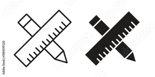 Pencil and ruler icon graphic vectors for website design