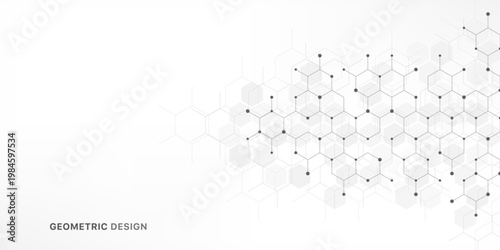 Graphic design element with abstract geometric background of simple hexagon pattern