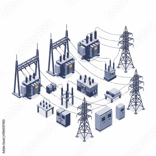 Electrical Substation Equipment Power Grid Infrastructure.