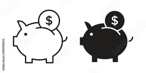 Piggy bank icon graphic vectors for website design