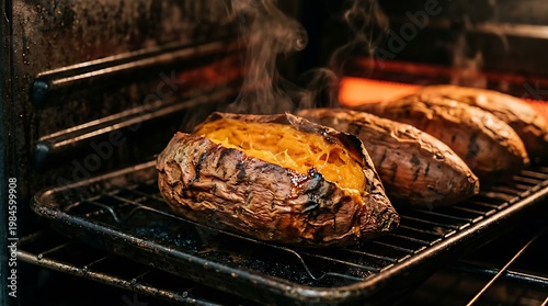 Ubi Jalar panggang dengan keju leleh di oven, hidangan yang lezat dan gurih, cocok untuk makanan comfort dan keluarga di dapur rumah