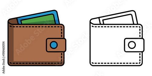 Wallet silhouettes in open and closed positions representing finance, money storage and personal accessories