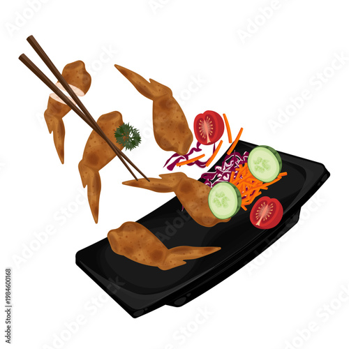 Vector Illustration Logo Clip art Levitation Tori no Teba or Chicken Teba 