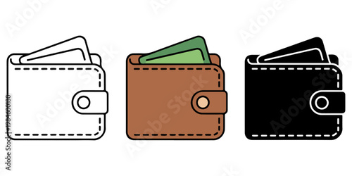 Wallet silhouettes in open and closed positions representing finance, money storage and personal accessories