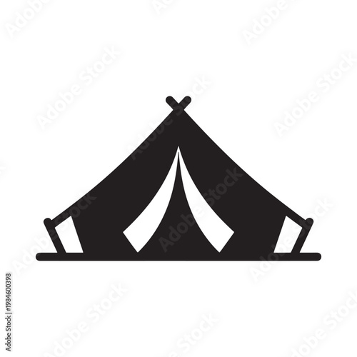 Simple black silhouette illustration of a traditional teepee or conical tent