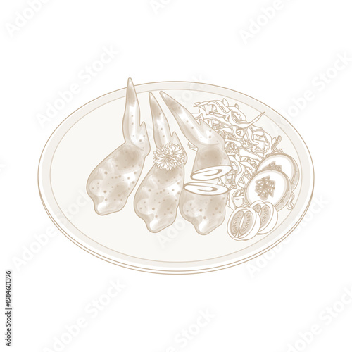 Vector Illustration Logo Line art Tori no Teba Japanese Boneless Chicken Wings