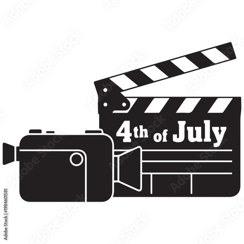 Film clapper board, 4th of July, movie camera, video production, holiday filming, cinematic prop