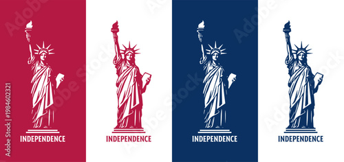 the silhouette of liberty statue in 4 option colours