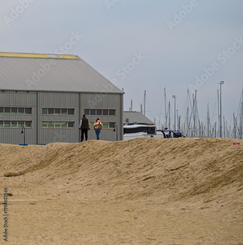 View of Marina di Ravenna beach in a foggy day