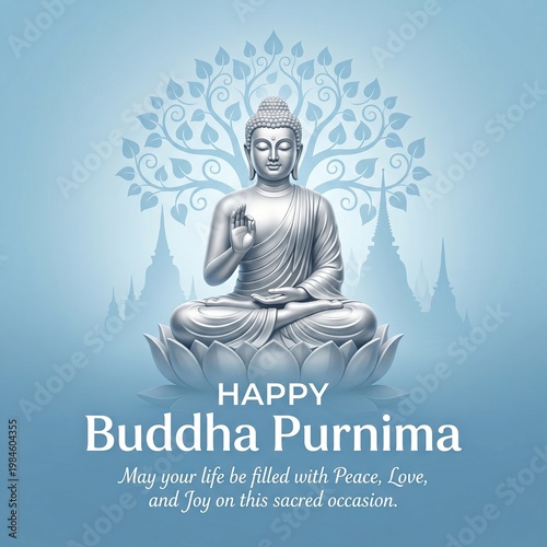 Buddha, Buddhist, Meditation, Zen, Peaceful, Spiritual, Religious Icon, Blue Background