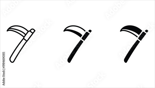 Sickle icon set. Gardening equipment. Vector illustration for web design. Isolated on white background.