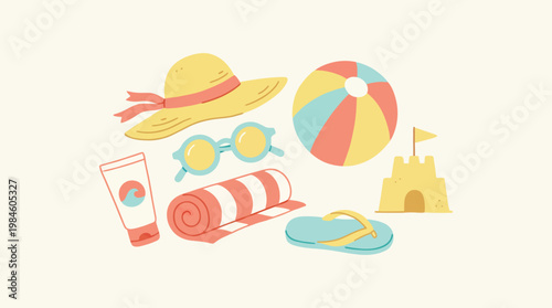 Beach Vacation Accessories Flat Lay