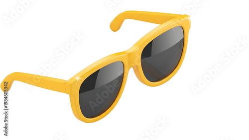 Vibrant yellow sunglasses with dark lenses on transparent background