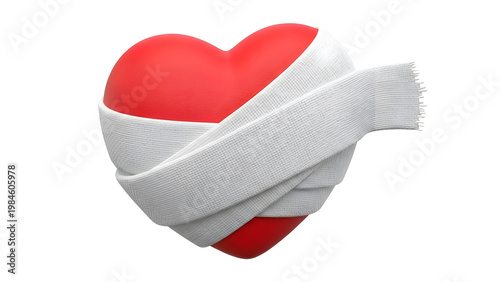 Bandaged heart symbol on transparent background for healthcare concepts