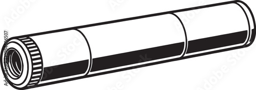 Quadro su tela Suppressor silencer line art vector firearm accessory cylindrical device black a