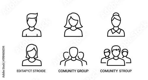 Group of Diverse People Icons Representing Community and Connection.