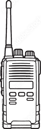 Military Walkie Talkie Line Art Vector Communication Device Black White Illustration