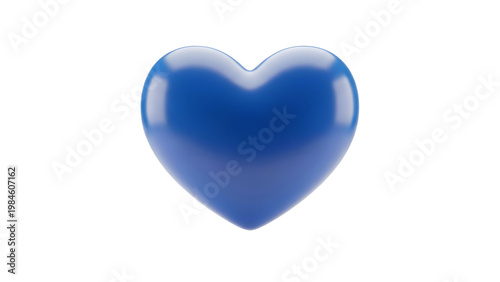 Shiny blue heart on transparent background