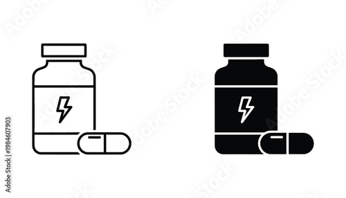 Pill Bottle Energy Supplement Icon Health Medicine