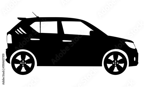 Black moving car icon isolated on white background. Suitable for all businesses.