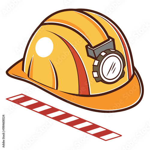 Yellow hard hat safety gear with stripes.
