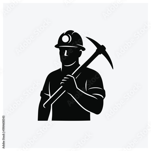 Silhouette of a miner with a pickaxe.