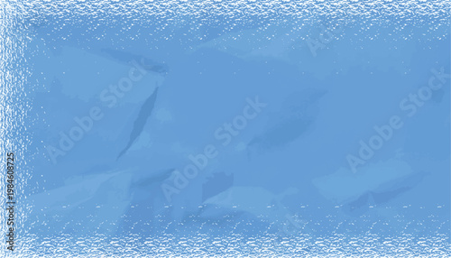 A blue textured background with a crumpled paper appearance featuring a frosty white border, isolated on a transparent PNG
