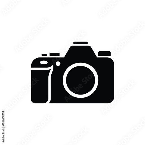 Simple black silhouette of a classic single lens reflex camera