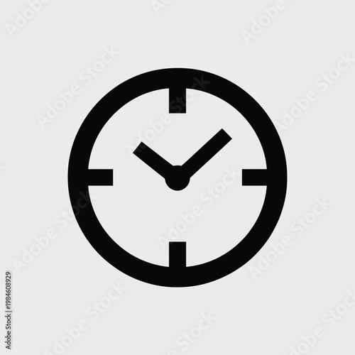 Simple black clock icon showing approximately ten past two o clock