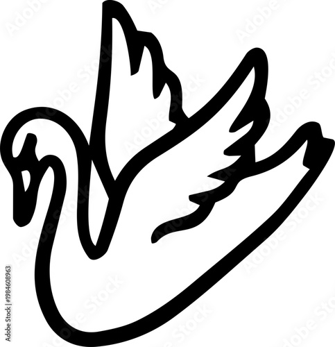 Minimalist Swan Bird Flying Line Art Illustration