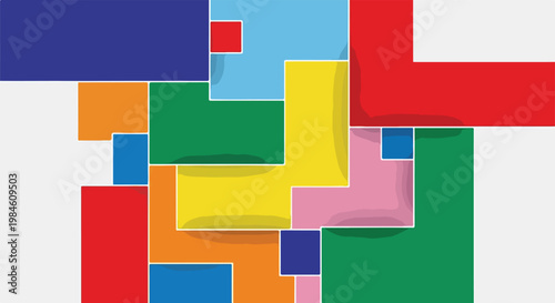 Abstract Geometric Collage With Vibrant Color Blocks And Overlapping Rectangles